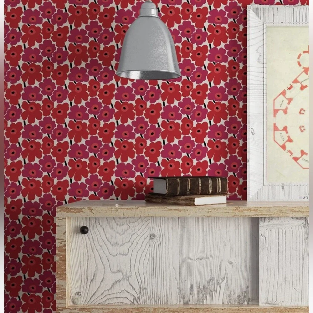 MARIMEKKO MKS4492 RED PIENI UNIKKO PEEL & STICK WALLPAPER - Picture 3 of 6